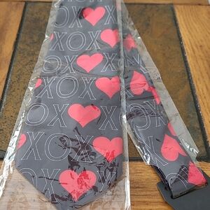 Black and Red XO Heart Tie, Brand New
